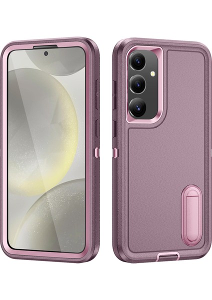Samsung Galaxy S25+ Için Hibrit Yumuşak Silikon Sert Pc Arka Tampon Stand Telefon Kılıfı - Mor (Yurt Dışından)