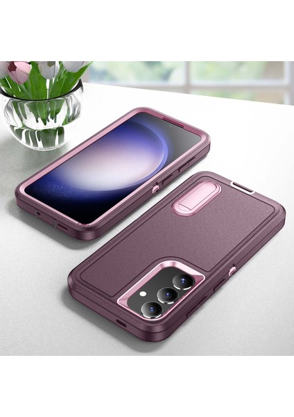 Samsung Galaxy S25+ Için Hibrit Yumuşak Silikon Sert Pc Arka Tampon Stand Telefon Kılıfı - Mor (Yurt Dışından) fiyatları
