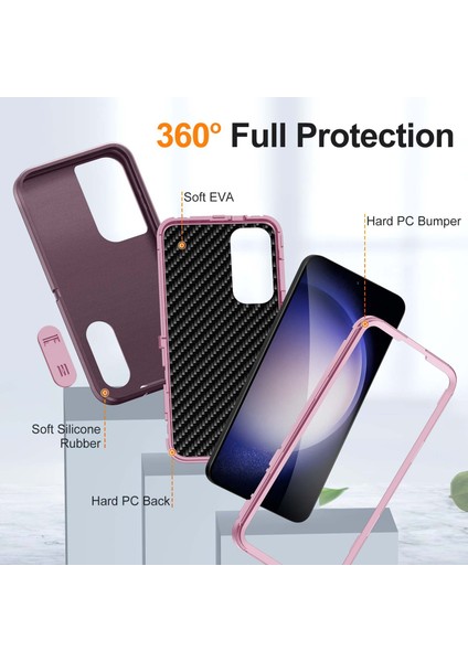 Samsung Galaxy S25+ Için Hibrit Yumuşak Silikon Sert Pc Arka Tampon Stand Telefon Kılıfı - Mor (Yurt Dışından) modelleri