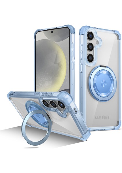 Samsung Galaxy S25+ Için Magsafe Ring Stand Düşme Telefon Kılıfı ile Uyumlu - Mavi (Yurt Dışından)