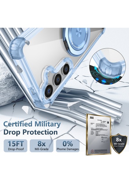 Samsung Galaxy S25+ Için Magsafe Ring Stand Düşme Telefon Kılıfı ile Uyumlu - Mavi (Yurt Dışından) modelleri