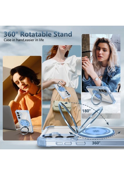 Samsung Galaxy S25+ Için Magsafe Ring Stand Düşme Telefon Kılıfı ile Uyumlu - Mavi (Yurt Dışından) fırsatları