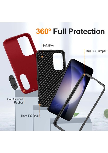 Samsung Galaxy S25 Için Hibrit Yumuşak Silikon Sert Pc Arka Tampon Stand Telefon Kılıfı - Kırmızı (Yurt Dışından) modelleri