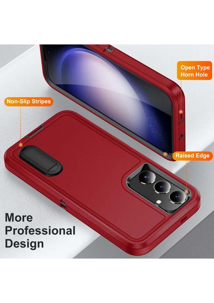 Samsung Galaxy S25 Için Hibrit Yumuşak Silikon Sert Pc Arka Tampon Stand Telefon Kılıfı - Kırmızı (Yurt Dışından) fırsatları