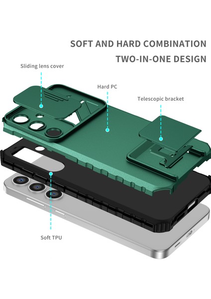 Samsung Galaxy S25 Kayar Kamera Kapaklı Sağlam Standı Telefon Kılıfı - Yeşil (Yurt Dışından) indirimleri