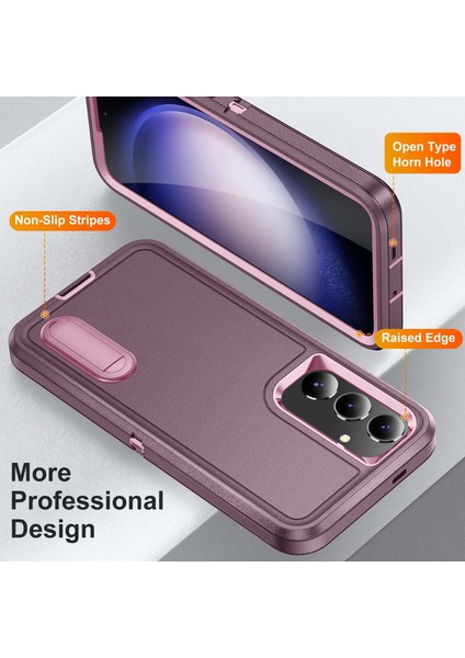 Samsung Galaxy S25+ Için Hibrit Yumuşak Silikon Sert Pc Arka Tampon Stand Telefon Kılıfı - Mor (Yurt Dışından) fırsatları