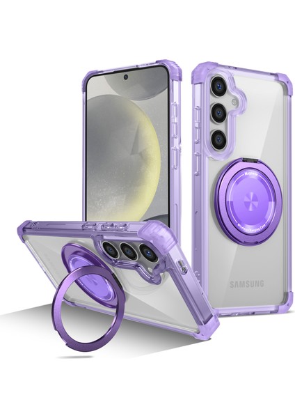 Samsung Galaxy S25+ Için Magsafe Ring Stand Düşme Telefon Kılıfı ile Uyumlu - Mor (Yurt Dışından)