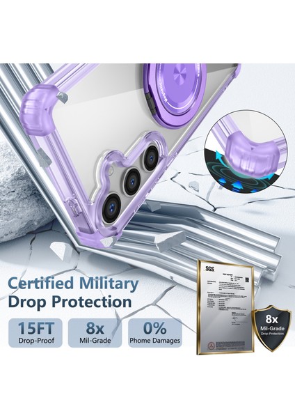 Samsung Galaxy S25+ Için Magsafe Ring Stand Düşme Telefon Kılıfı ile Uyumlu - Mor (Yurt Dışından) modelleri