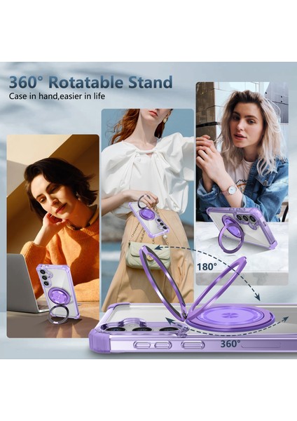 Samsung Galaxy S25+ Için Magsafe Ring Stand Düşme Telefon Kılıfı ile Uyumlu - Mor (Yurt Dışından) fırsatları