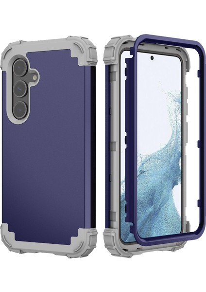 Samsung Galaxy S25+ Için Yumuşak Silikon Sert Pc Tampon Telefon Kılıfı - Lacivert (Yurt Dışından)