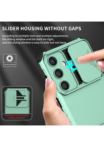 Samsung Galaxy S25 Kayar Kamera Kapaklı Sağlam Standı Telefon Kılıfı - Yeşil - Turkuaz (Yurt Dışından) fırsatları