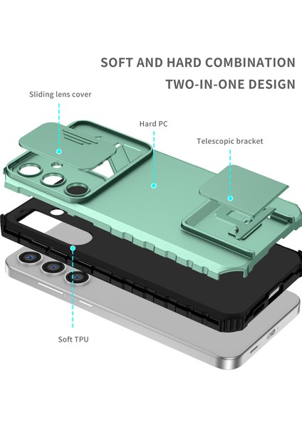 Samsung Galaxy S25 Kayar Kamera Kapaklı Sağlam Standı Telefon Kılıfı - Yeşil - Turkuaz (Yurt Dışından) indirimleri
