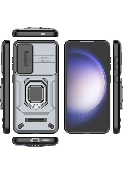 Samsung Galaxy S25 Için Slide Lens Koruma Kılıfı Hibrit Dayanıklı Halka Destekli Telefon Kılıfı - Gri (Yurt Dışından) modelleri