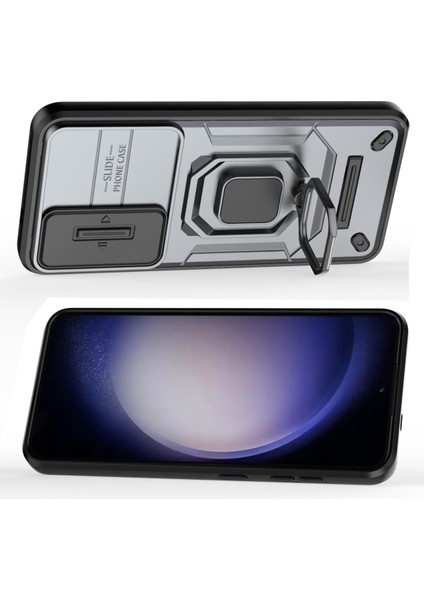 Samsung Galaxy S25 Için Slide Lens Koruma Kılıfı Hibrit Dayanıklı Halka Destekli Telefon Kılıfı - Gri (Yurt Dışından) fırsatları