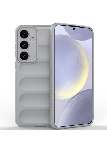 Samsung Galaxy S25 Için Yumuşak Kauçuk Şok Emici Telefon Kılıfı - Gri (Yurt Dışından)