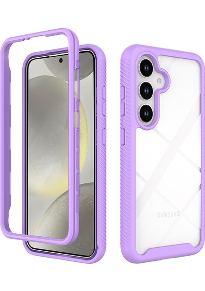 Samsung Galaxy S25 Için Hibrit Bumper Tam Koruma Telefon Kılıfı - Mor (Yurt Dışından)