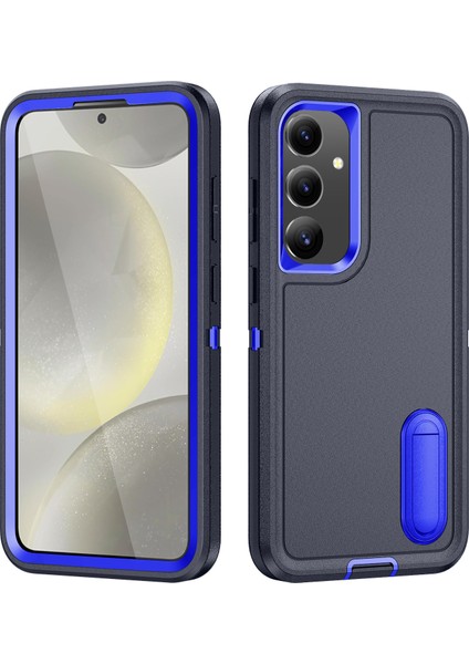 Samsung Galaxy S25+ Için Hibrit Yumuşak Silikon Sert Pc Arka Tampon Stand Telefon Kılıfı - Lacivert (Yurt Dışından)
