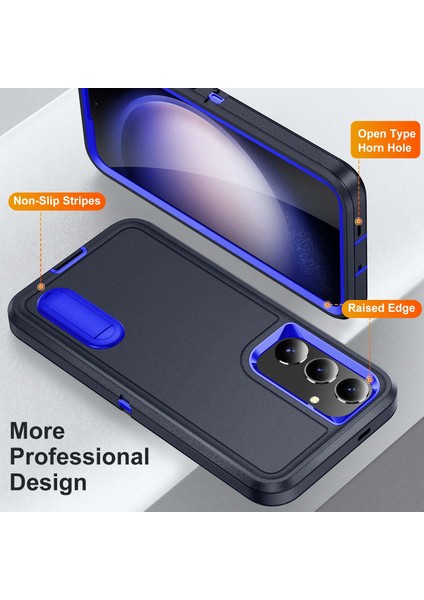 Samsung Galaxy S25+ Için Hibrit Yumuşak Silikon Sert Pc Arka Tampon Stand Telefon Kılıfı - Lacivert (Yurt Dışından) fırsatları
