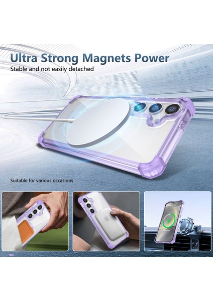 Samsung Galaxy S25 Için Magsafe Düşme Korumalı ile Uyumlu Şeffaf Telefon Kılıfı - Mor (Yurt Dışından) fiyatları