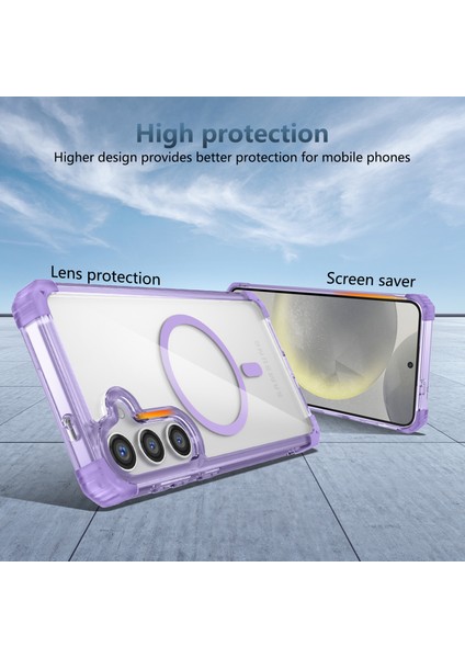 Samsung Galaxy S25 Için Magsafe Düşme Korumalı ile Uyumlu Şeffaf Telefon Kılıfı - Mor (Yurt Dışından) modelleri
