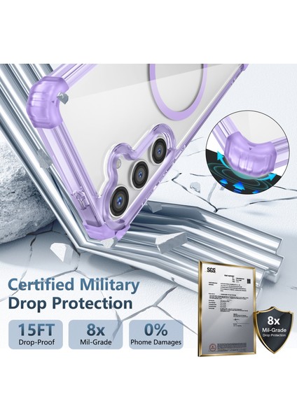 Samsung Galaxy S25 Için Magsafe Düşme Korumalı ile Uyumlu Şeffaf Telefon Kılıfı - Mor (Yurt Dışından) fırsatları