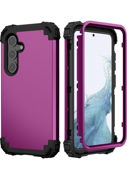 Samsung Galaxy S25+ Için Yumuşak Silikon Sert Pc Tampon Telefon Kılıfı - Mor (Yurt Dışından)