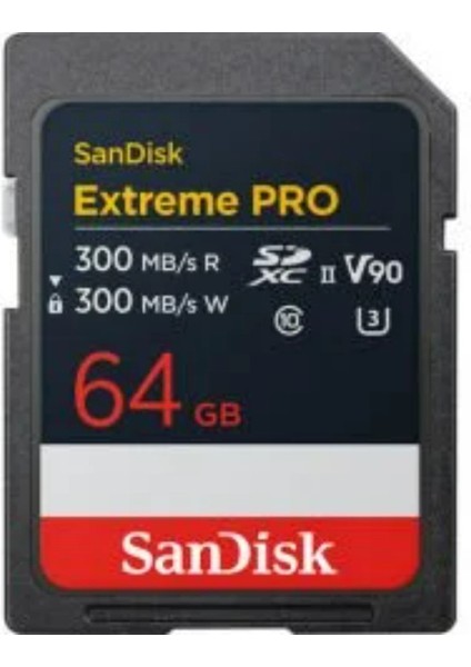 Extreme Pro 64GB 300/300MB/S Sdxc V90 Uhs-Iı U3 8k/4k UHD Hafıza Kartı SDSDXDM-064G-GN4IN