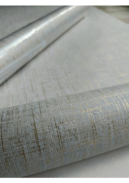 Krem Üzerine Işıltılı Gold Silinebilir Hafif Kabartmalı Sade Duvar Kağıdı 5 M²