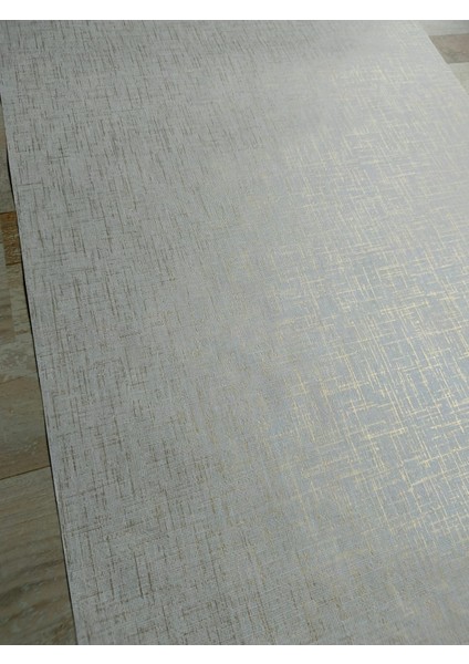 Krem Üzerine Işıltılı Gold Silinebilir Hafif Kabartmalı Sade Duvar Kağıdı 5 M²