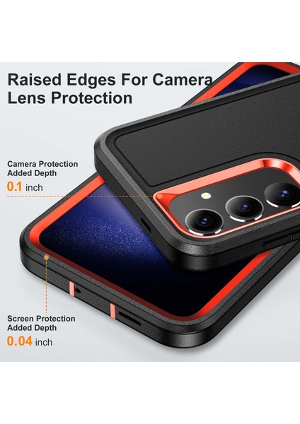 Samsung Galaxy S25 Için Hibrit Yumuşak Silikon Sert Pc Arka Tampon Stand Telefon Kılıfı - Siyah - Turuncu (Yurt Dışından) indirimleri