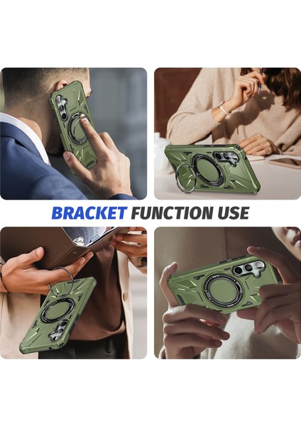 Samsung Galaxy S25+ Için Magsafe ile Uyumlu, Manyetik Halka Standı Çift Katmanlı Telefon Kılıfı - Koyu Yeşil (Yurt Dışından) fiyatları