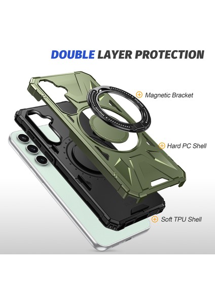 Samsung Galaxy S25+ Için Magsafe ile Uyumlu, Manyetik Halka Standı Çift Katmanlı Telefon Kılıfı - Koyu Yeşil (Yurt Dışından) fırsatları