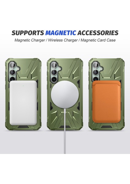 Samsung Galaxy S25+ Için Magsafe ile Uyumlu, Manyetik Halka Standı Çift Katmanlı Telefon Kılıfı - Koyu Yeşil (Yurt Dışından) indirimleri