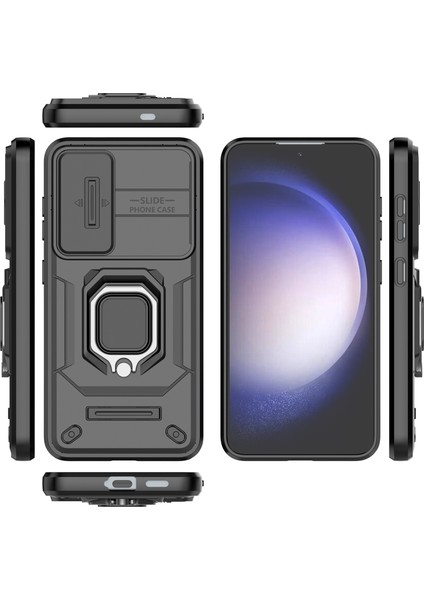 Samsung Galaxy S25 Için Slide Lens Koruma Kılıfı Hibrit Dayanıklı Halka Destekli Telefon Kılıfı - Siyah (Yurt Dışından) fiyatları