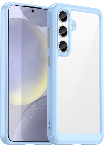 Samsung Galaxy S25 Için Şeffaf Pc Arka Tpu Tampon Telefon Kılıfı - Mavi (Yurt Dışından)