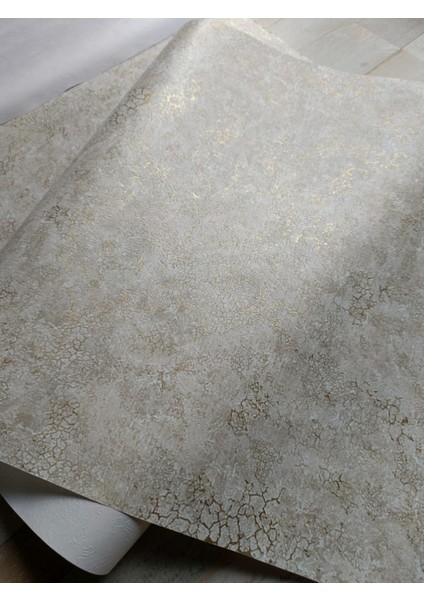 Krem Üzerine Gold Çatlak Efektli Silinebilir Hafif Kabartmalı Duvar Kağıdı 5 M² fiyatları
