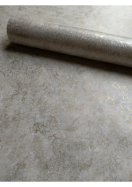 Krem Üzerine Gold Çatlak Efektli Silinebilir Hafif Kabartmalı Duvar Kağıdı 5 M² modelleri