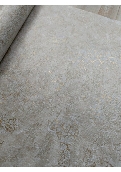 Krem Üzerine Gold Çatlak Efektli Silinebilir Hafif Kabartmalı Duvar Kağıdı 5 M² fırsatları