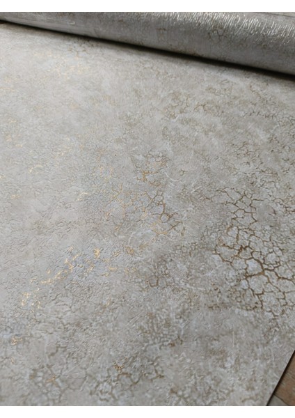 Krem Üzerine Gold Çatlak Efektli Silinebilir Hafif Kabartmalı Duvar Kağıdı 5 M² indirimleri
