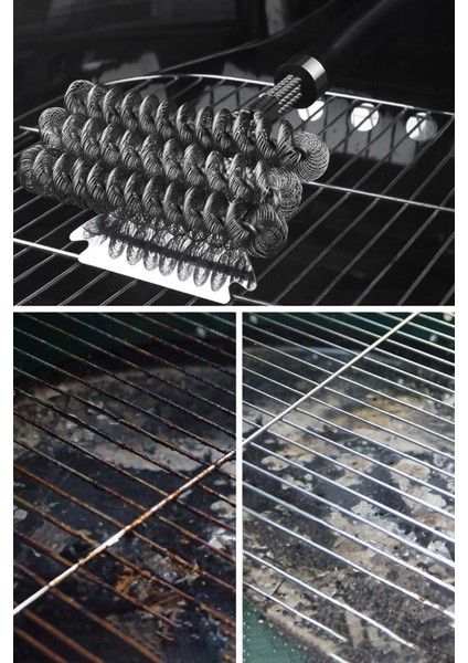 3 Başlı Çelik Mangal Izgara Barbekü Temizleme Fırçası CIN965
