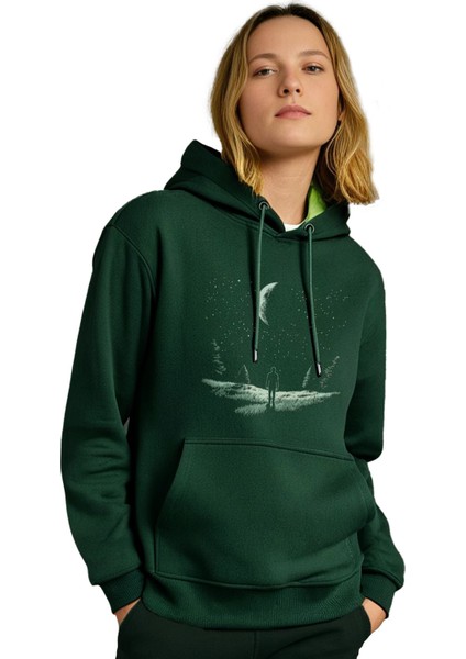 Gece ve Yıldızlar Tasarım Kapşonlu Sweatshirt