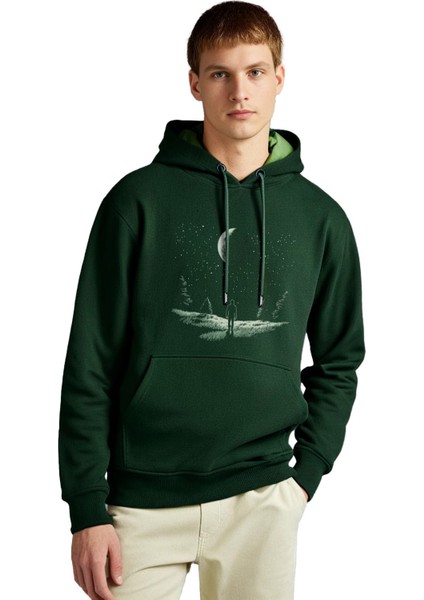 Gece ve Yıldızlar Tasarım Kapşonlu Sweatshirt