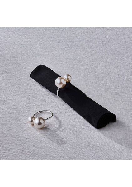 Pearl 2'li Peçete Yüzüğü Silver