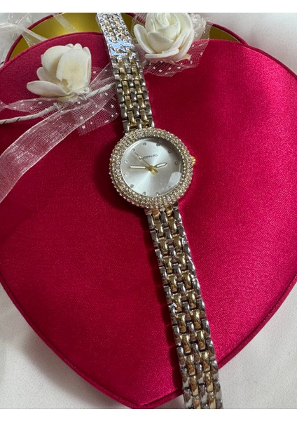 Kadın Kol Saati Taşlı Çelik Kordon
