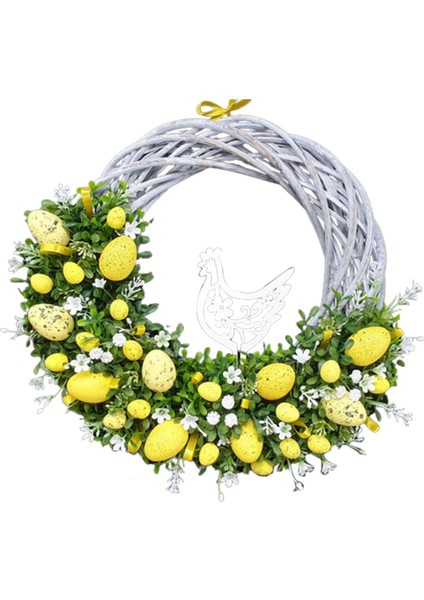 Paskalya Çelenk Festival Sarı Için Yaylı Çelenk (Yurt Dışından)