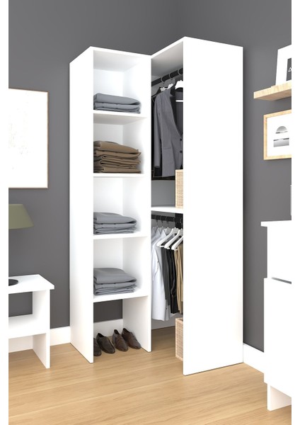 Lina Açık Giyinme Köşe Dolap, Açık Gardırop, Giyinme Odası Dolabı modelleri