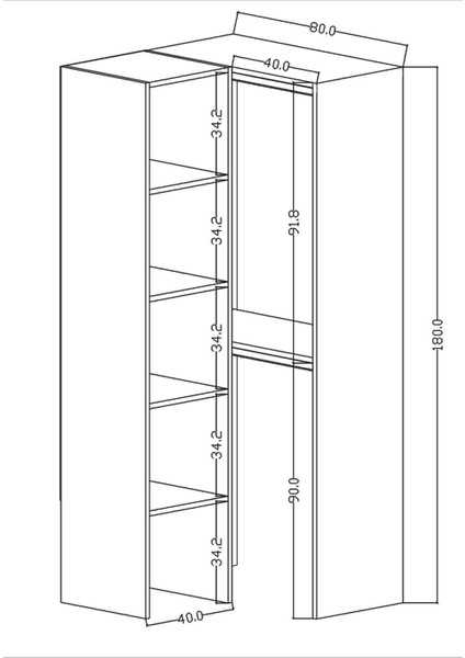 Lina Açık Giyinme Köşe Dolap, Açık Gardırop, Giyinme Odası Dolabı indirimleri