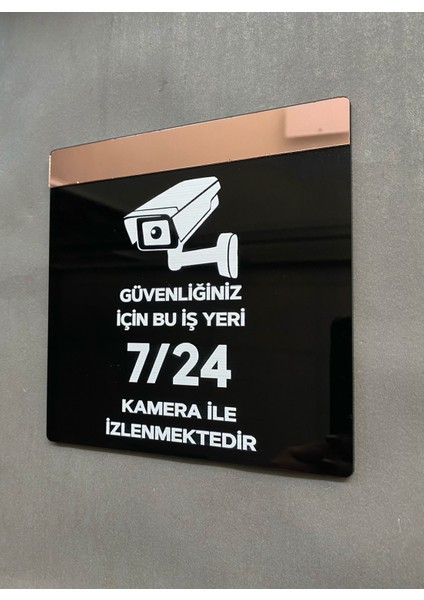 Rosegold Aynalı Güvenlik Kamerası Uyarı Levhası fiyatları