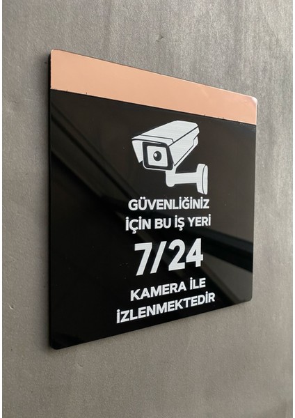 Rosegold Aynalı Güvenlik Kamerası Uyarı Levhası modelleri