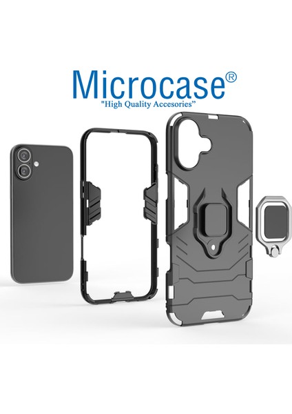 Apple iPhone 16 ile Uyumlu Batman Serisi Yüzük Standlı Armor Kılıf - Siyah AL3349 fiyatları